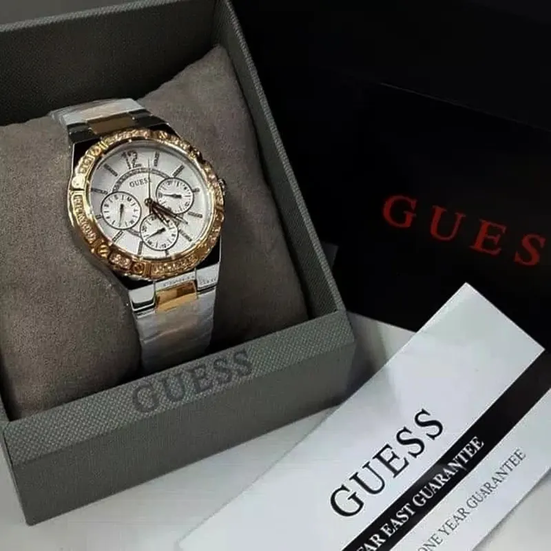 Guess Envy White Dial Dual-tone Casual Ladies Watch- W0845L6